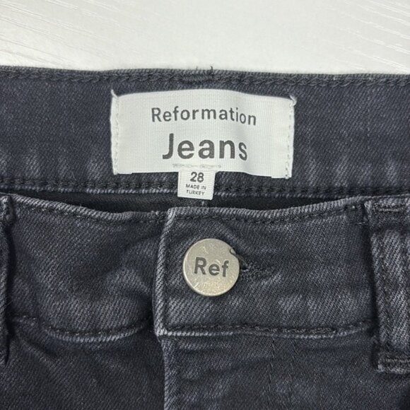 Reformation Emma High Rise Wide Leg Jeans '90s Relaxed Black Washed Denim 28 - Picture 9 of 11